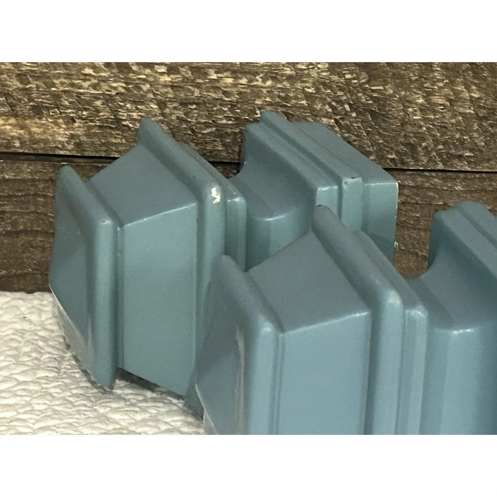 Vintage Lot Of 2 Solid Wood Furniture Bun Feet Blue Banister Curtain
